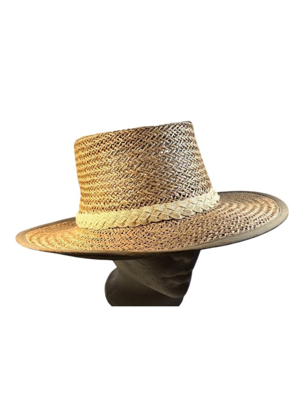 JHats Straw Sun Hat With Braided Band Wide Brim Breathable Lightweight One Size